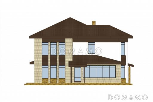 Проект дома из кирпича с эркером и балконом / Фасад 4