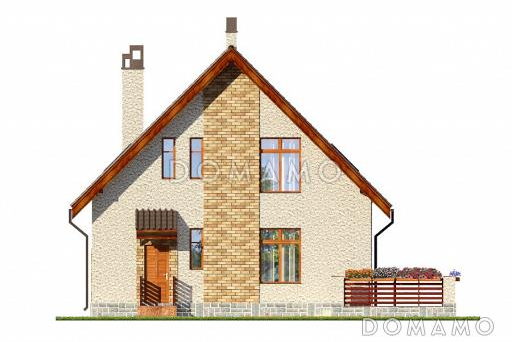 Проект дома по технологии ЛСТК до 150 кв.м с двухскатной крышей / Фасад 1