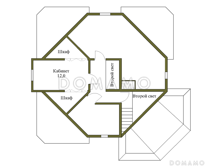 Проект коттеджа из бруса в русском стиле / План мансардного этажа