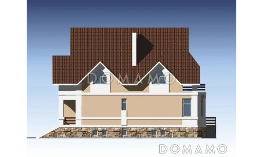 Проект дома из кирпича с мансардой и гаражом / Фасад 3