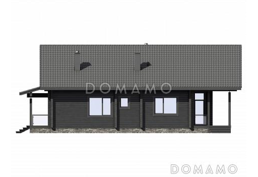 Проект дома-шале со вторым светом в гостиной и балконом на мансарде / Фасад 4