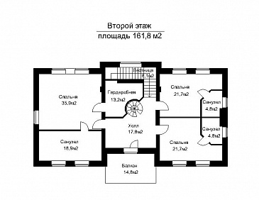 Проект загородного дома с большой бильярдной / План 2 этажа Проект загородного дома с большой бильярдной / План 2 этажа