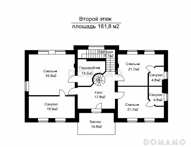 Проект загородного дома с большой бильярдной / План 2 этажа Проект загородного дома с большой бильярдной / План 2 этажа