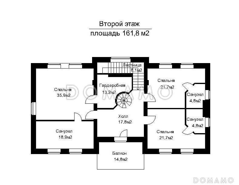 Проект загородного дома с большой бильярдной / План 2 этажа