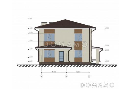 Проект двухэтажного дома в современном стиле S-202 / Фасад 2