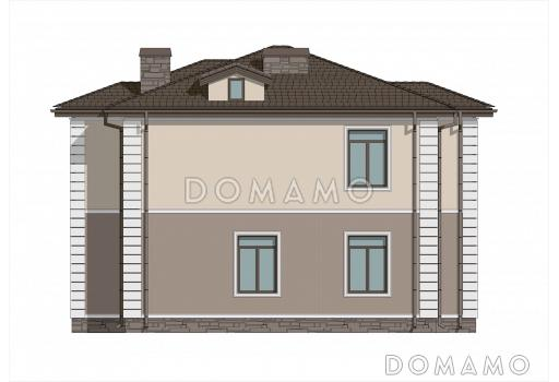 Проект двухэтажного дома с 3 спальнями, гостевой комнатой и просторной гостиной / Фасад 3
