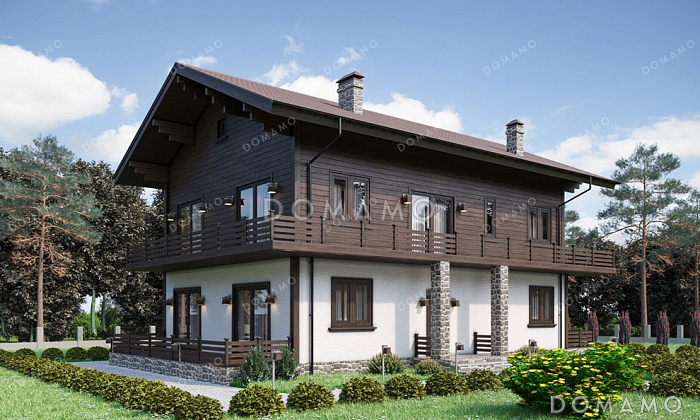 Проект дома с террасой и четырьмя спальнями