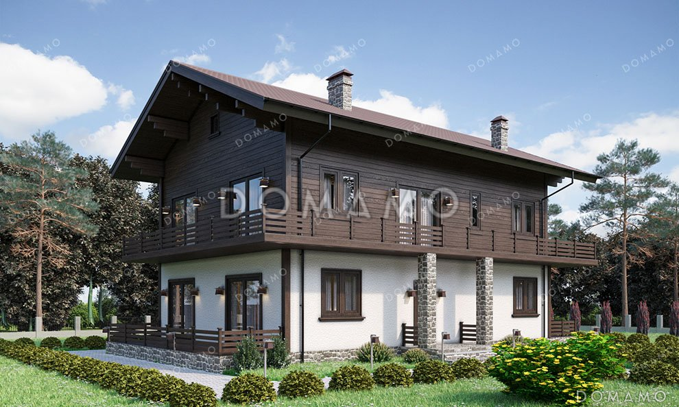 Проект дома с террасой и четырьмя спальнями / 1