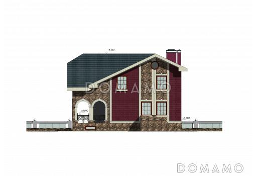 Проект двухэтажного дома с подвалом, гаражом и террасой / Фасад 3