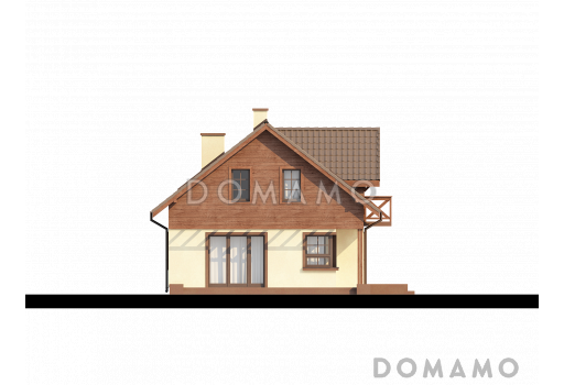Проект одноэтажного мансардного дома из кирпича с гаражом и тремя спальнями / Фасад 3