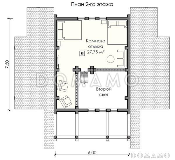 Проект маленького двухэтажного дома / План мансардного этажа