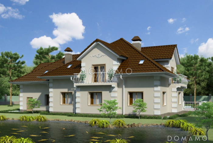 Проект загородного дома с лепниной на фасаде Проект загородного дома с лепниной на фасаде