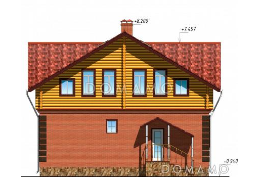 Проект одноэтажного дома с просторной мастерской на мансардном этаже / Фасад 2