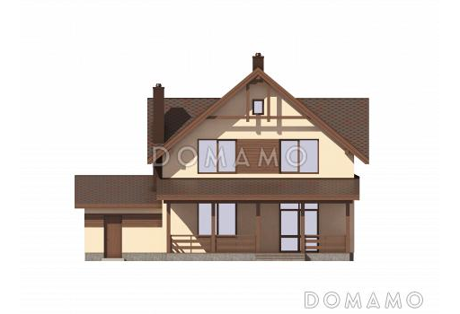 Проект двухэтажного газобетонного дома c пристроенным гаражом и котельной / Фасад 4