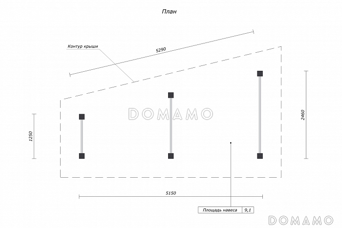 Проект навеса для дров и хозяйственных принадлежностей / План