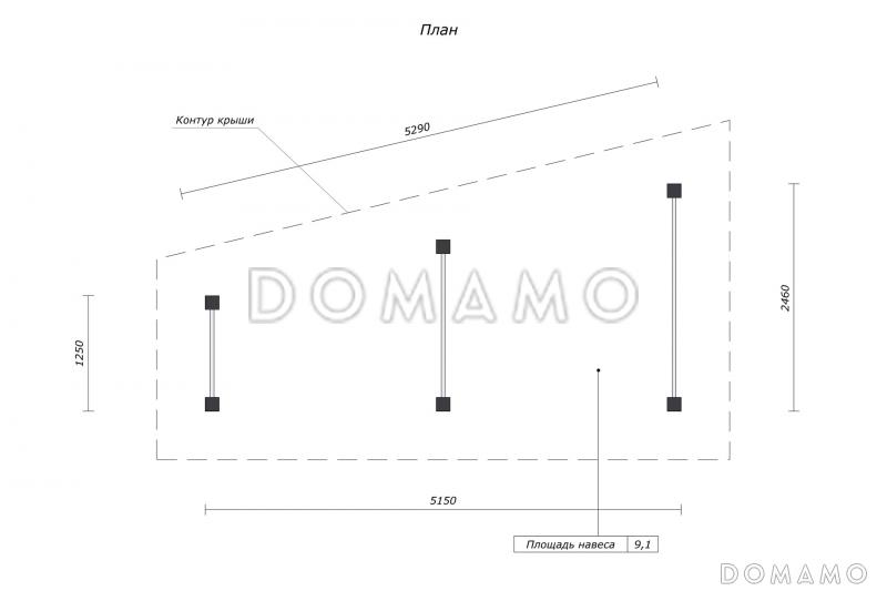 Проект навеса для дров и хозяйственных принадлежностей / План