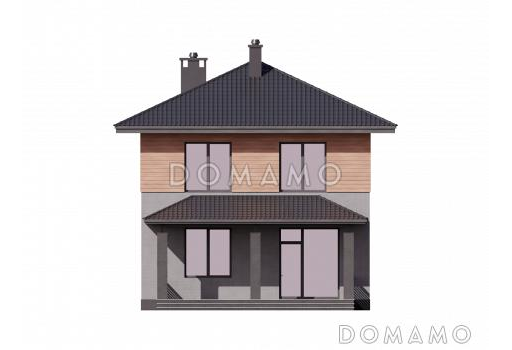 Проект двухэтажного дома с террасой и 4 спальнями / Фасад 3