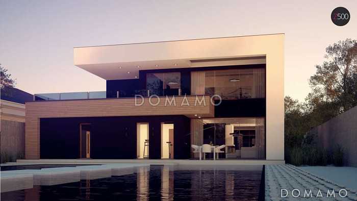 Проект современного двухэтажного дома из кирпича с тремя спальнями, спортзалом, сауной и гаражом для двух автомобилей Проект современного двухэтажного дома из кирпича с тремя спальнями, спортзалом, сауной и гаражом для двух автомобилей