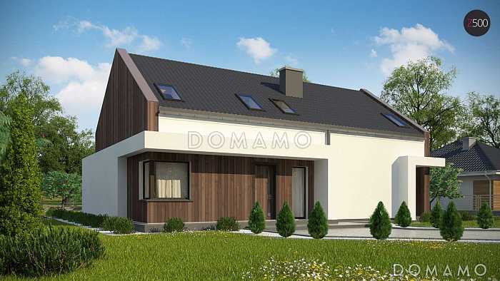 Проект комфортного одноэтажного мансардного дома из газобетона для двух семей Проект комфортного одноэтажного мансардного дома из газобетона для двух семей