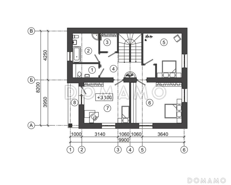 Проект загородного дома для семейного отдыха / План мансардного этажа