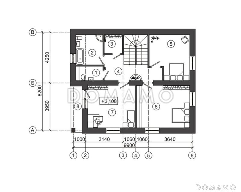 Проект загородного дома для семейного отдыха / План мансардного этажа