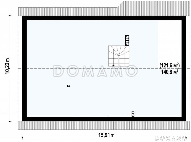 Проект классического одноэтажного дома из газобетона с тремя спальнями и возможностью обустройства мансарды / План мансардного этажа
