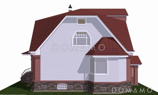 Проект коттеджа с подвалом и зимним садом из кирпича / Фасад 4