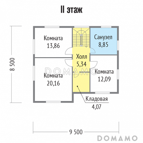 Проект дома из клееного бруса с просторными комнатами / План мансардного этажа Проект дома из клееного бруса с просторными комнатами / План мансардного этажа