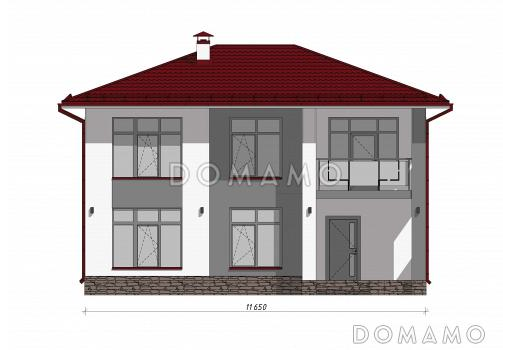 Проект современного двухэтажного дома с четырьмя спальнями S-136 / Фасад 3