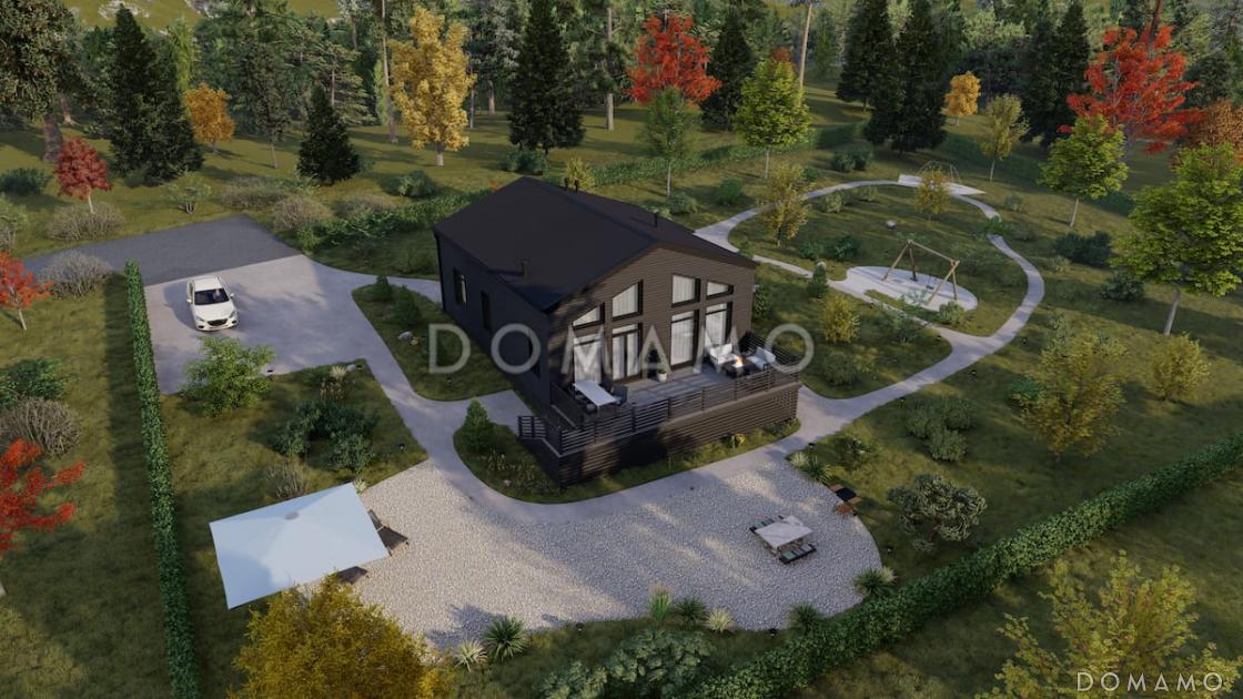 Проект каркасного дома с патио, мансардой и открытой террасой / 5