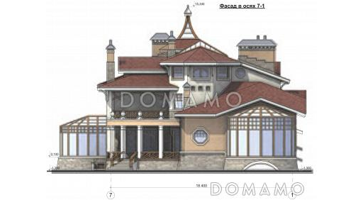 Проект просторного коттеджа в стиле модерн с бассейном и гаражом / Фасад 2