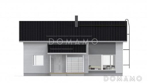 Проект современного двухэтажного каркасного дома с облицовкой деревянной вагонкой / Фасад 3