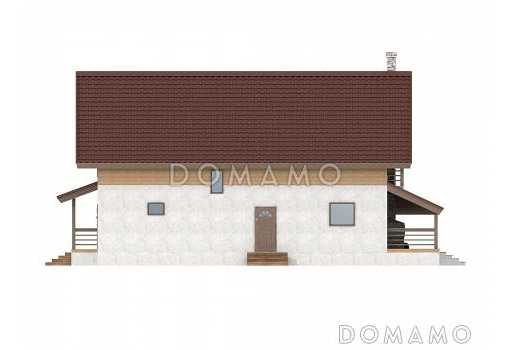 Проект каркасного дома с огромной крытой террасой / Фасад 1