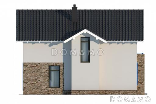 Проект лаконичного коттеджа с массивной каменной стеной крыльца / Фасад 4