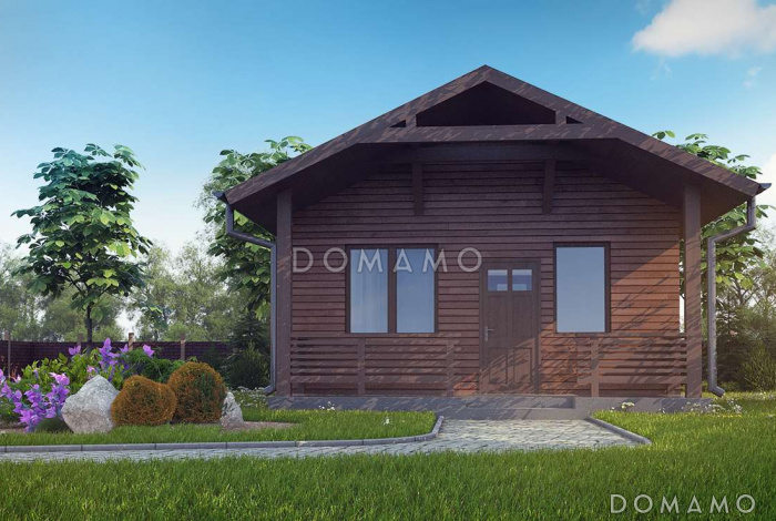 Проект компактной бани из газобетона с комнатой отдыха и крытой террасой Проект компактной бани из газобетона с комнатой отдыха и крытой террасой