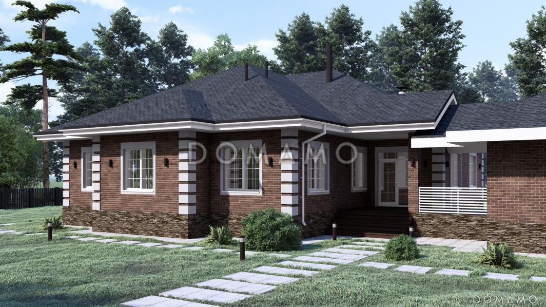 Проект одноэтажного дома с гаражом и отдельно стоящей баней S-257 / 4