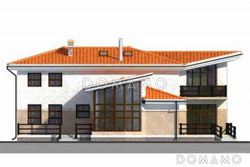 Проект дома из пеноблоков с площадкой для автомобиля / Фасад 1