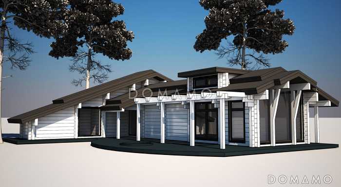 Проект бани из клееного бруса с необычной в плане террасой Проект бани из клееного бруса с необычной в плане террасой