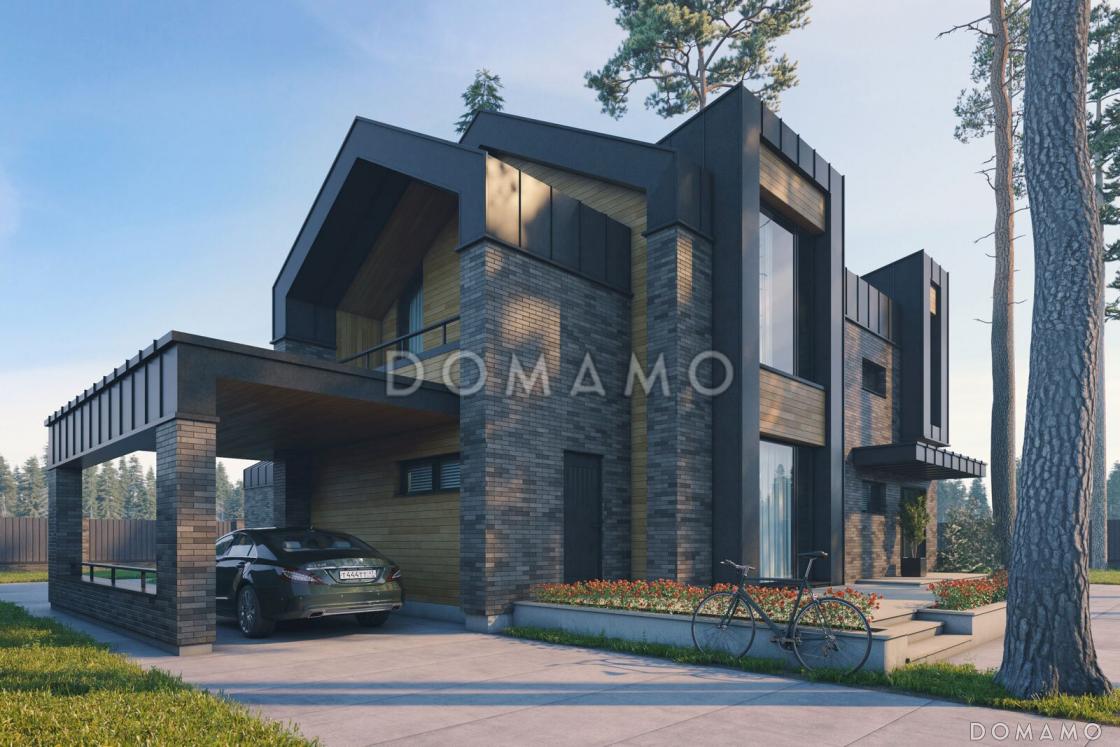 Проект каркасного дома в стиле барнхаус с мастер-спальней, СПА зоной и одноместным автонавесом / 2