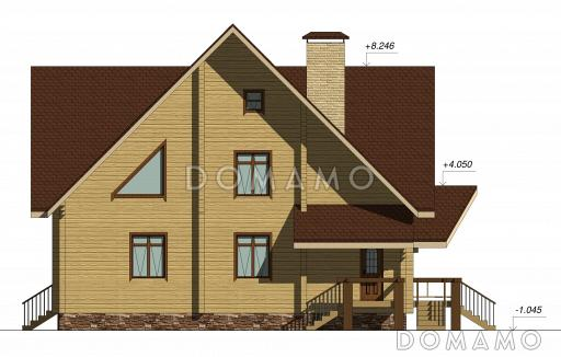 Проект одноэтажного дома с мансардным этажом, эркером и вторым светом / Фасад 3
