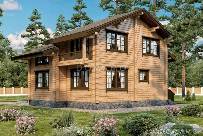 Проект дома из клееного бруса со вторым светом и тремя спальнями на втором этаже Проект дома из клееного бруса со вторым светом и тремя спальнями на втором этаже