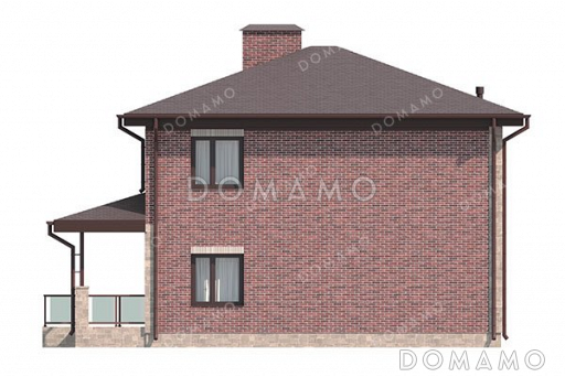 Проект двухэтажного дома с большой террасой / Фасад 3