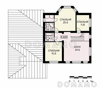 Проект классического дома с эркером, гаражом на два автомобиля, бильярдной, бассейном на первом этаже / План 2 этажа Проект классического дома с эркером, гаражом на два автомобиля, бильярдной, бассейном на первом этаже / План 2 этажа