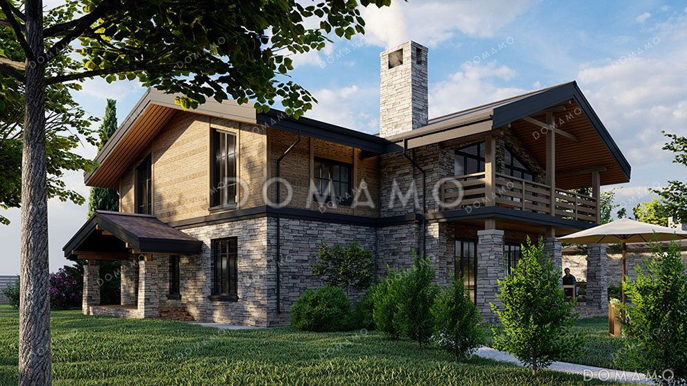 Проект двухэтажного дома с двумя террасами и балконом / 7