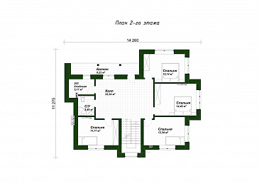 Проект дома со спа-зоной, 5 спальнями и просторным холлом на втором этаже / План 2 этажа Проект дома со спа-зоной, 5 спальнями и просторным холлом на втором этаже / План 2 этажа