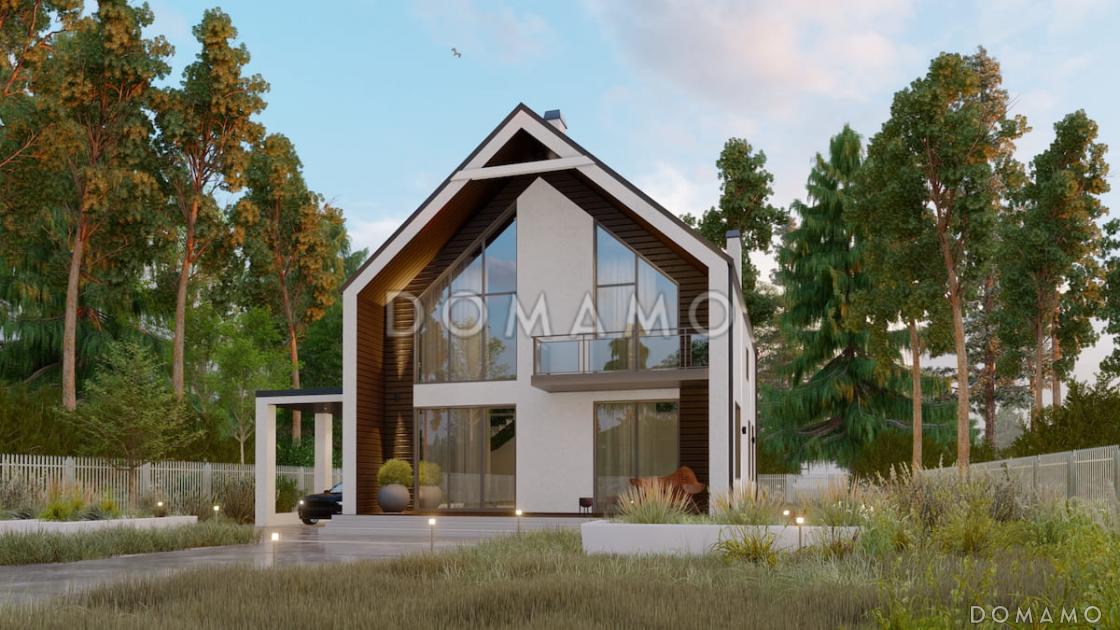 Проект двухэтажного дома в стиле барнхаус с 4 спальнями, вторым светом, крытой террасой и автонавесом / 5