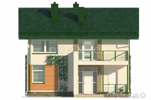Проект небольшого двухэтажного коттеджа в польском стиле из СИП панелей / Фасад 1 Проект небольшого двухэтажного коттеджа в польском стиле из СИП панелей / Фасад 1