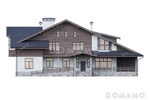 Проект дома с сауной, бассейном и зимним садом / Фасад 1