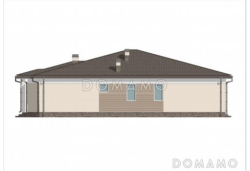 Проект дома с 4 спальнями, комнатой для гостей и просторной гостиной / Фасад 1