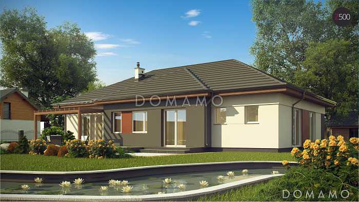 Проект просторного одноэтажного дома из кирпича с четырьмя спальнями с гардеробными